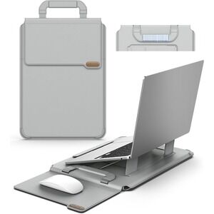 Nillkin 16 in PU Laptop Sleeve Stand Mouse Pad Handle Gray Travel Office